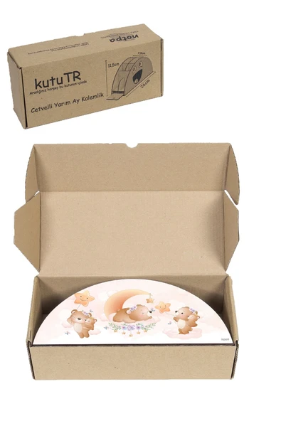 kutuTR Ahşap Vip Canlılar Gökkuşağı Cetvelli Masaüstü Kalemlik Organizer Montajlı Kutulu - Resim 8