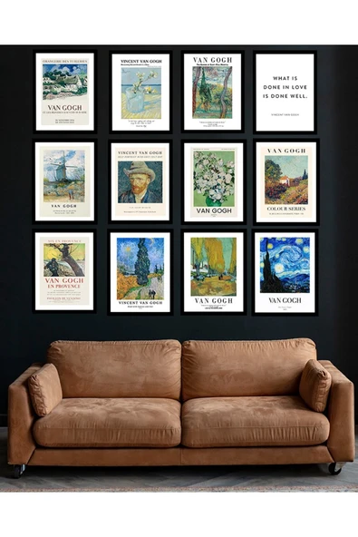 kutuTR Dekorize Mdf Tablo Seti 12 Parça 3 Mm - Van Gogh Salon Oturma Yatak Odası Için Duvar Dekoru - 2