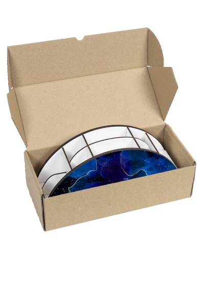 kutuTR Ahşap Vip Mermer Serisi Gökkuşağı Cetvelli Masaüstü Kalemlik Organizer Montajlı Kutulu - Resim 7