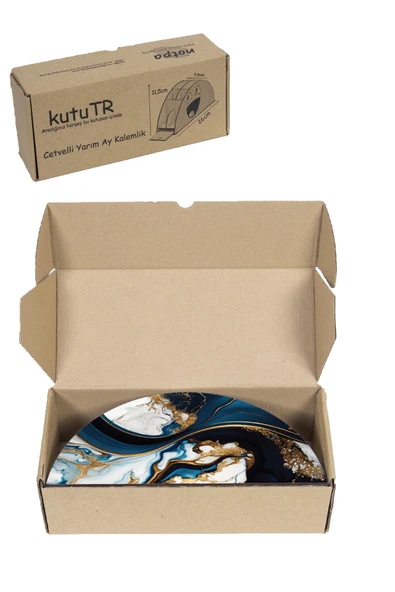 kutuTR Ahşap VİP Desen Serisi Gökkuşağı Cetvelli Masaüstü Kalemlik Organizer Montajlı Kutulu - Resim 8