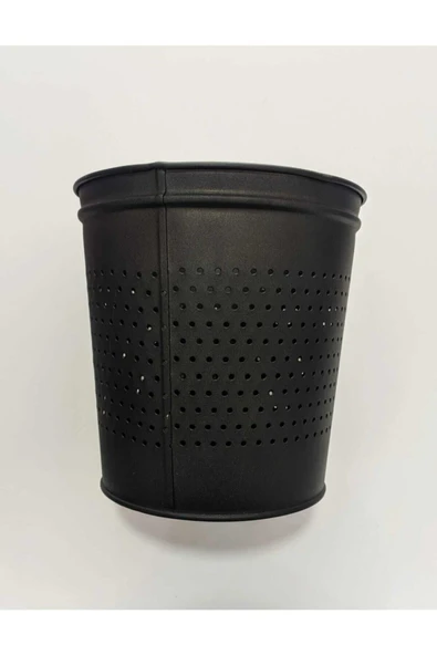 Stilo Ofis Tipi Delikli Metal Çöp Kovası Siyah - 3