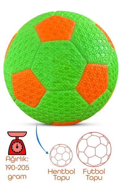 kutuTR Hentbol Topu Renkli Color Soft Katmanlı Çocuk Mini Futbol Topu No:1 İç Mekan Pompa Hediyeli - 5