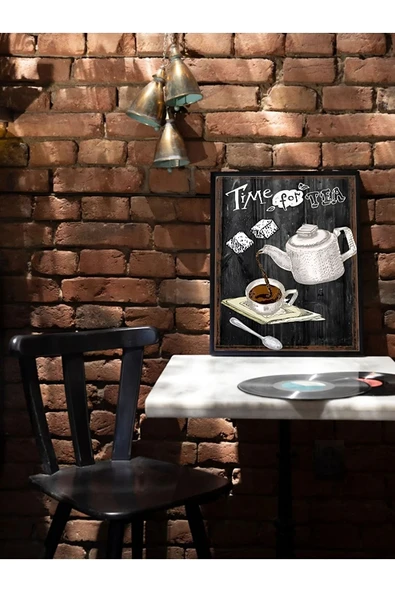 kutuTR Dekorize Mdf Tablo - Time For Tea - Çay Zamanı - Duvar Dekoru - 2