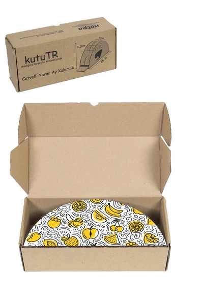 kutuTR Ahşap Vip Meyve Serisi Gökkuşağı Cetvelli Masaüstü Kalemlik Organizer Montajlı Kutulu - Resim 8