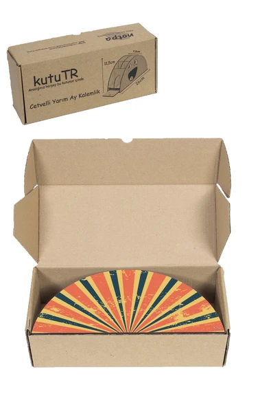 kutuTR Ahşap Vip Retro Serisi Gökkuşağı Cetvelli Masaüstü Kalemlik Organizer Montajlı Kutulu - Resim 8
