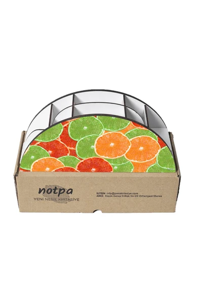 kutuTR Ahşap Vip Meyve Serisi Gökkuşağı Cetvelli Masaüstü Kalemlik Organizer Montajlı Kutulu - Resim 5