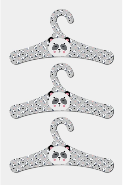kutuTR Ahşap Çocuk Askısı Panda Desenli 9 Adet Askı