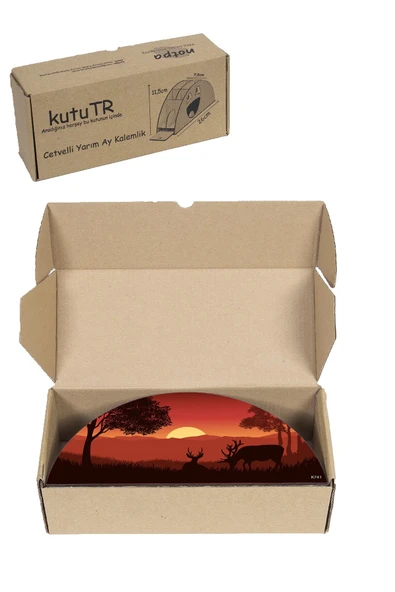 kutuTR Ahşap Vip Ai Model Serisi Gökkuşağı Cetvelli Masaüstü Kalemlik Organizer Montajlı Kutulu - Resim 8