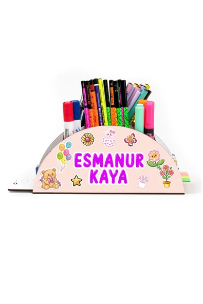 kutuTR Yarım Ay Cetvelli Kalemlik Kişiselleştirilebilir Ürün Kız Çocuklar İçin Kız-03 - 4