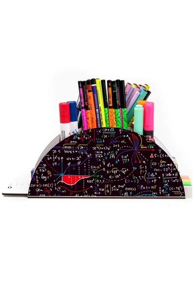 kutuTR Ahşap Vip Öğrenci Seri Gökkuşağı Cetvelli Masaüstü Kalemlik Organizer Montajlı Kutulu ürün görseli 1