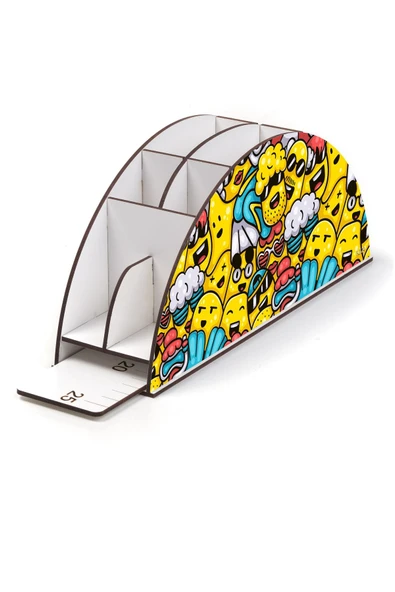kutuTR Ahşap Vip Mini Animals Gökkuşağı Cetvelli Masaüstü Kalemlik Organizer Montajlı Kutulu - 3