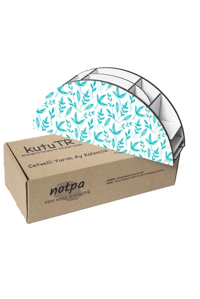 kutuTR Ahşap Vip Flowers Seri Gökkuşağı Cetvelli Masaüstü Kalemlik Organizer Montajlı Kutulu - Resim 6