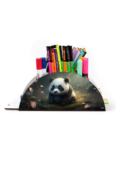 kutuTR Ahşap Vip Renkli Hayvanlar Gökkuşağı Cetvelli Masaüstü Kalemlik Organizer Montajlı Kutulu - Resim 2