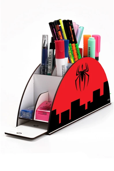 kutuTR Ahşap Vip Galaksi Model Gökkuşağı Cetvelli Masaüstü Kalemlik Organizer Montajlı Kutulu ürün görseli 1