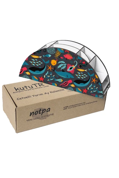 kutuTR Ahşap Vip Renkli Hayvanlar Gökkuşağı Cetvelli Masaüstü Kalemlik Organizer Montajlı Kutulu - Resim 6