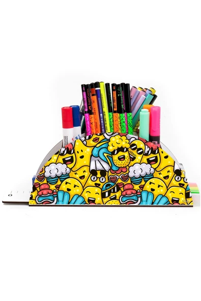 kutuTR Ahşap Vip Mini Animals Gökkuşağı Cetvelli Masaüstü Kalemlik Organizer Montajlı Kutulu - 2