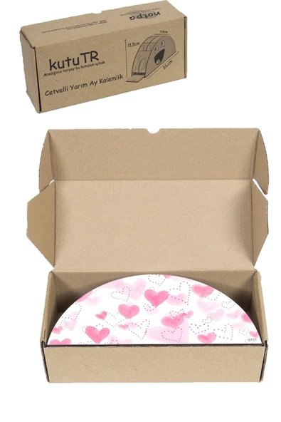 kutuTR Ahşap Vip Kalpler Seri Gökkuşağı Cetvelli Masaüstü Kalemlik Organizer Montajlı Kutulu - Resim 8