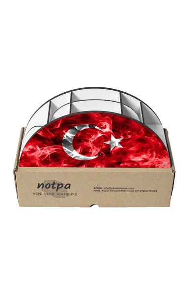 kutuTR Ahşap Vip Bayrak Ve Uçaklar Model Gökkuşağı Cetvelli Masaüstü Kalemlik Organizer Montajlı Kutulu - 5