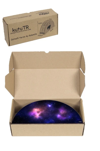 kutuTR Ahşap Vip Gökyüzü Serisi Model Gökkuşağı Cetvelli Masaüstü Kalemlik Organizer Montajlı Kutulu - Resim 8