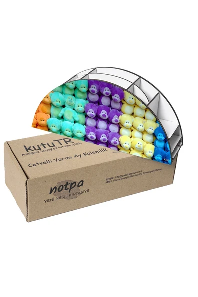 kutuTR Ahşap Vip Mini Animals Gökkuşağı Cetvelli Masaüstü Kalemlik Organizer Montajlı Kutulu - 6