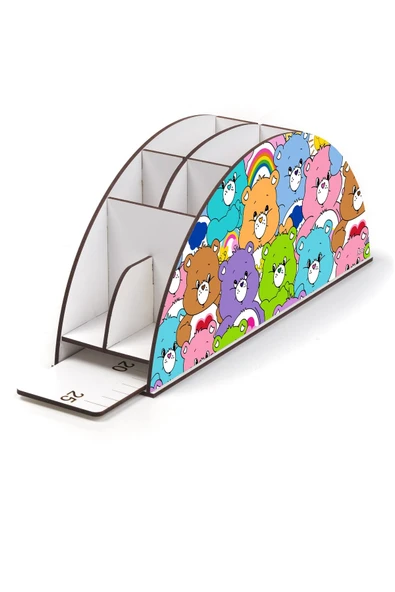 kutuTR Ahşap Vip Mini Animals Gökkuşağı Cetvelli Masaüstü Kalemlik Organizer Montajlı Kutulu - 3