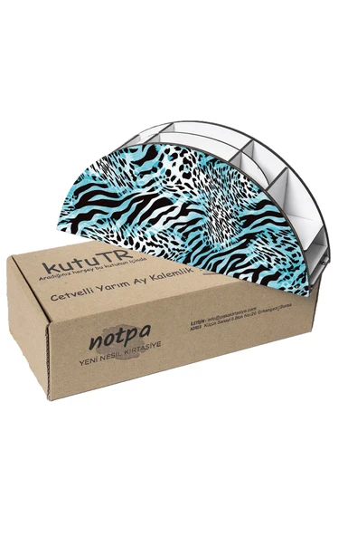 kutuTR Ahşap Vip Dalgalar Gökkuşağı Cetvelli Masaüstü Kalemlik Organizer Montajlı Kutulu - Resim 6