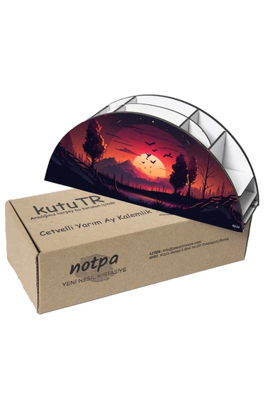 kutuTR Ahşap Vip Fantastik Gökkuşağı Cetvelli Masaüstü Kalemlik Organizer Montajlı Kutulu - Resim 6