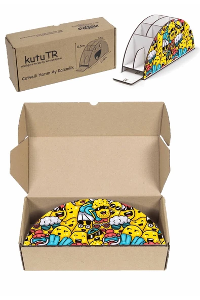 kutuTR Ahşap Vip Mini Animals Gökkuşağı Cetvelli Masaüstü Kalemlik Organizer Montajlı Kutulu - 6