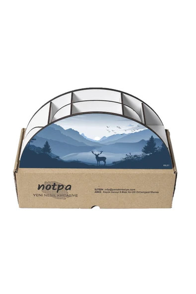 kutuTR Ahşap Vip Canlılar Gökkuşağı Cetvelli Masaüstü Kalemlik Organizer Montajlı Kutulu - Resim 5