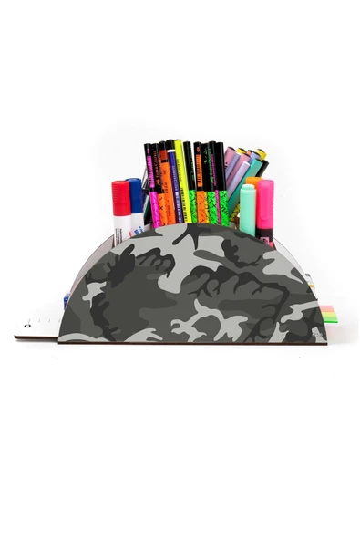 kutuTR Ahşap Vip Pattern Seri Gökkuşağı Cetvelli Masaüstü Kalemlik Organizer Montajlı Kutulu - 2