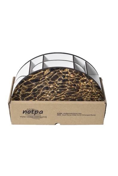 kutuTR Ahşap Vip Dalgalar Gökkuşağı Cetvelli Masaüstü Kalemlik Organizer Montajlı Kutulu - Resim 5