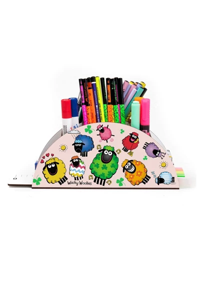 kutuTR Ahşap Vip Mini Animals Gökkuşağı Cetvelli Masaüstü Kalemlik Organizer Montajlı Kutulu - 2