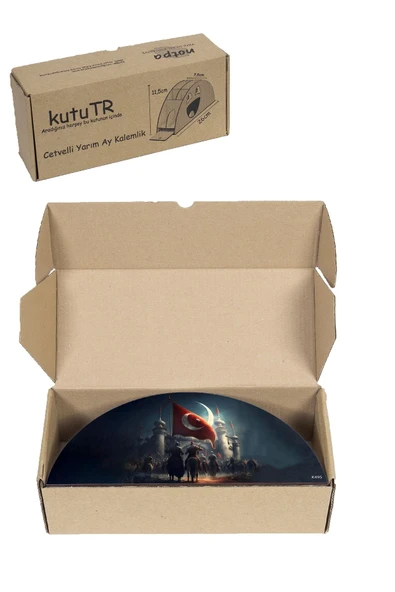 kutuTR Ahşap Vip Islam Ve Bayrak Model Gökkuşağı Cetvelli Masaüstü Kalemlik Organizer Montajlı Kutulu - Resim 8