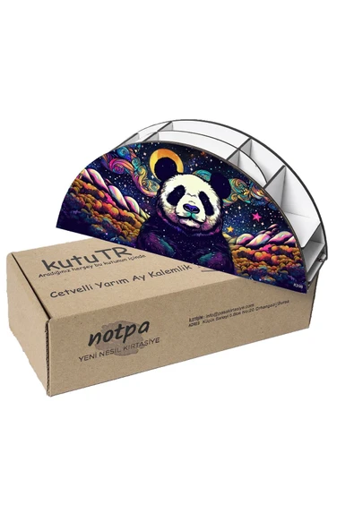 kutuTR Ahşap Vip Renkli Hayvanlar Gökkuşağı Cetvelli Masaüstü Kalemlik Organizer Montajlı Kutulu - Resim 6