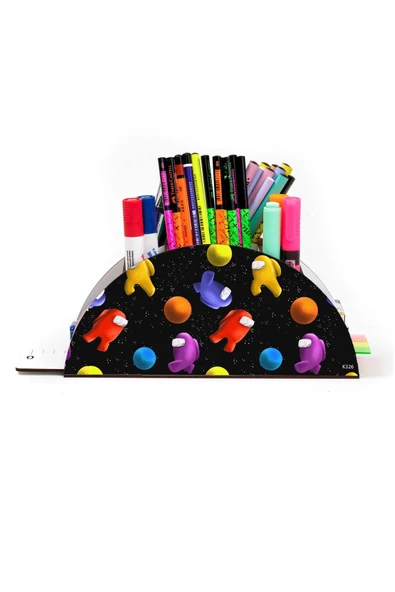 kutuTR Ahşap Vip Emoji Serisi Gökkuşağı Cetvelli Masaüstü Kalemlik Çocuklar Için Organizer Montajlı Kutulu - Resim 2