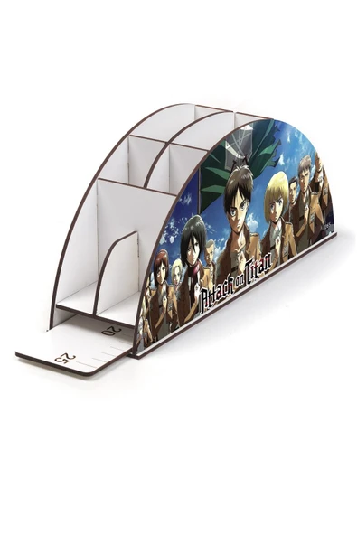 kutuTR Ahşap Vip Anime Serisi Gökkuşağı Cetvelli Masaüstü Kalemlik Çocuklar Için Organizer Montajlı Kutulu - Resim 3