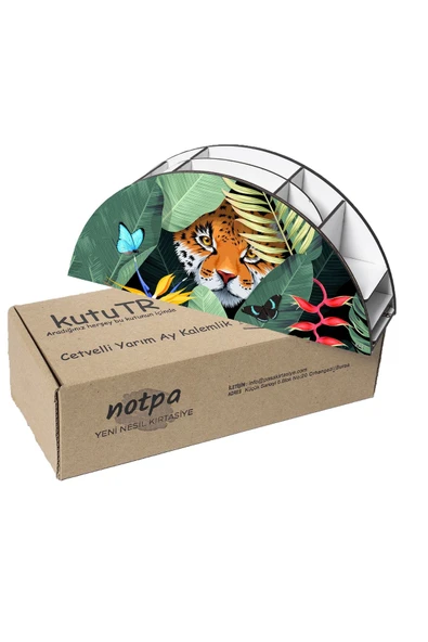 kutuTR Ahşap Vip Animals2 Model Gökkuşağı Cetvelli Masaüstü Organizer Montajlı Kutulu - Resim 6