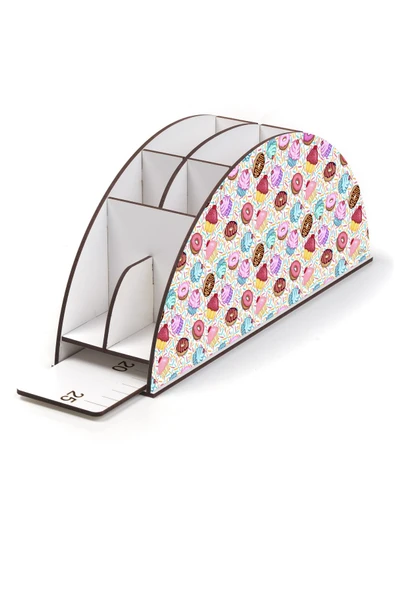 kutuTR Animalss Model Gökkuşağı Cetvelli Masaüstü Kalemlik Organizer Montajlı Kutulu - Resim 3