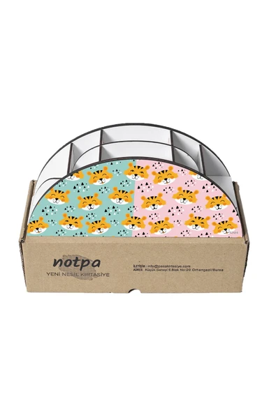 kutuTR Ahşap Vip Yırtıcı Hayvanlar Gökkuşağı Cetvelli Masaüstü Kalemlik Organizer Montajlı Kutulu - Resim 5