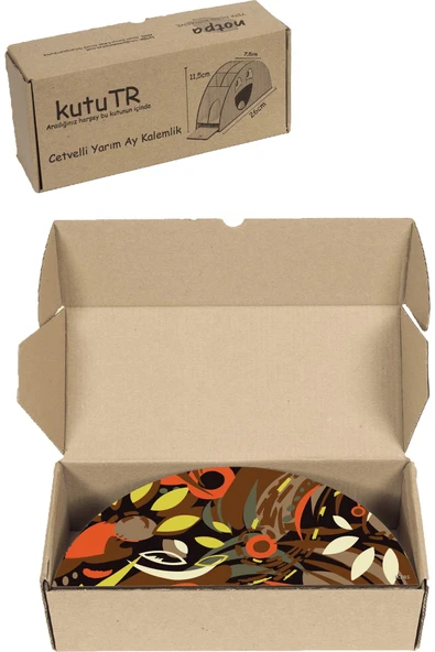 kutuTR Ahşap Vip Karışık Gökkuşağı Cetvelli Masaüstü Kalemlik Organizer Montajlı Kutulu - Resim 8