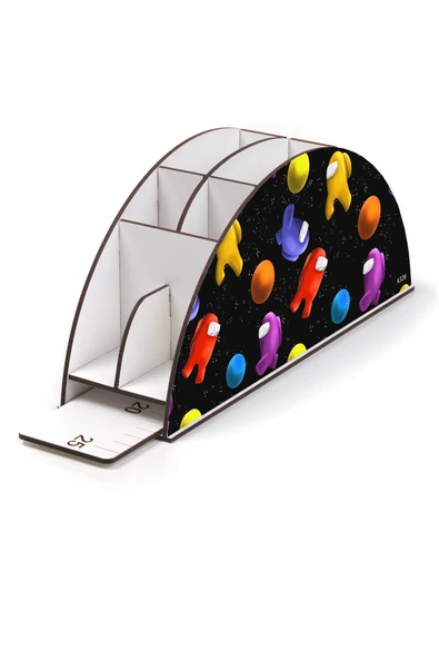 kutuTR Ahşap Vip Emoji Serisi Gökkuşağı Cetvelli Masaüstü Kalemlik Çocuklar Için Organizer Montajlı Kutulu - Resim 3