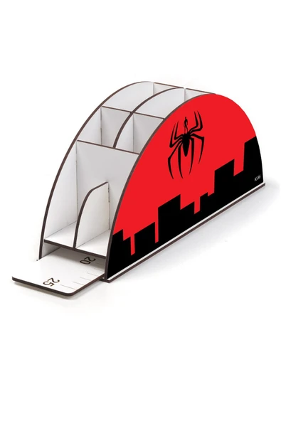 kutuTR Ahşap Vip Galaksi Model Gökkuşağı Cetvelli Masaüstü Kalemlik Organizer Montajlı Kutulu - Resim 3