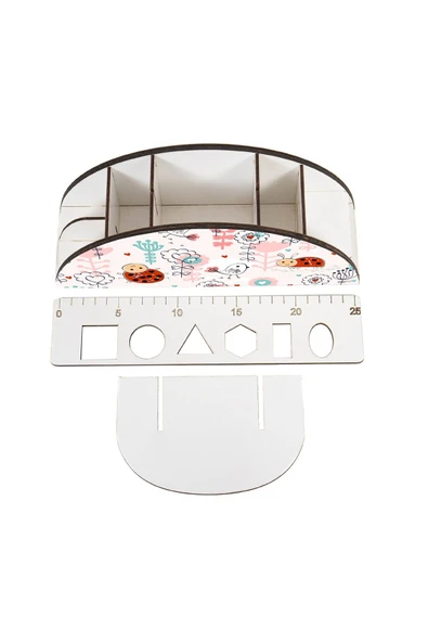 kutuTR Ahşap Vip Mini Animals Gökkuşağı Cetvelli Masaüstü Kalemlik Organizer Montajlı Kutulu - 3