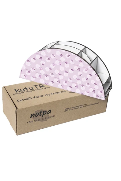 kutuTR Ahşap Vip Dalgalar Gökkuşağı Cetvelli Masaüstü Kalemlik Organizer Montajlı Kutulu - Resim 6