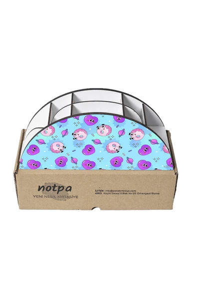 kutuTR Ahşap Vip Çeşitli Model Gökkuşağı Cetvelli Masaüstü Kalemlik Organizer Montajlı Kutulu - Resim 5