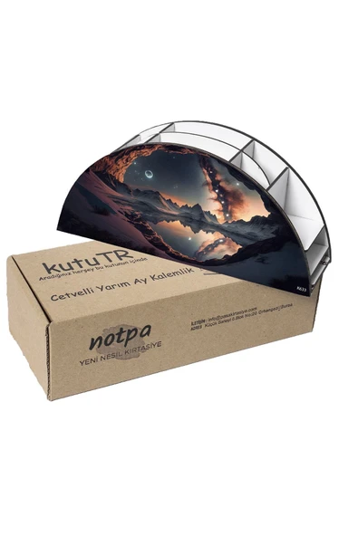 kutuTR Ahşap Vip Fantastik Gökkuşağı Cetvelli Masaüstü Kalemlik Organizer Montajlı Kutulu - Resim 6