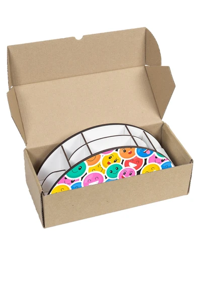 kutuTR Ahşap Vip Emojiler Model Gökkuşağı Cetvelli Masaüstü Kalemlik Organizer Montajlı Kutulu - Resim 7