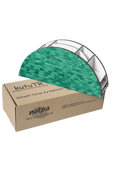 kutuTR Ahşap Vip Pattern Seri Gökkuşağı Cetvelli Masaüstü Kalemlik Organizer Montajlı Kutulu - Resim 6