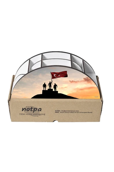 kutuTR Ahşap  Bayrak Gökkuşağı Cetvelli Masaüstü Kalemlik Organizer Montajlı Kutulu - Resim 5