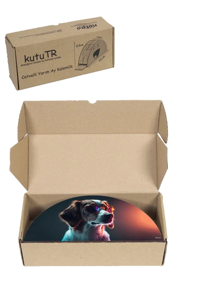 kutuTR Ahşap Vip Köpek Ve Kedi Model Gökkuşağı Cetvelli Masaüstü Kalemlik Organizer Montajlı Kutulu - Resim 8